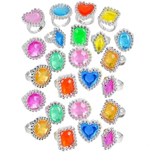 24-Pack Colorful Plastic Jewel Ring Adjustable Fake Rings Princess Rings Jewelry for Bridal Shower Girls Dress Accessories 1" Inch 24-Pack Colorful Plastic Jewel Ring Adjustable Fake Rings Princess Rings Jewelry for Bridal Shower Girls Dress Accessories 1" Inch