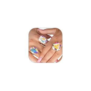 Oversized Crystal Rhinestone Statement Cocktail Ring Set For Women Multi Shape Adjustable Band Chunky Fashion Jewelry Silver Tone For Women Party (Colorful) Oversized Crystal Rhinestone Statement Cocktail Ring Set For Women Multi Shape Adjustable Band Chunky Fashion Jewelry Silver Tone For Women Party (Colorful)