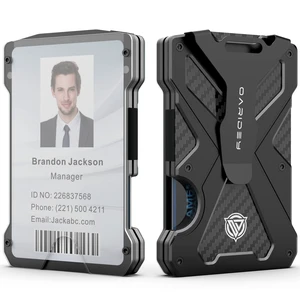 Minimalist Wallet for Men with Clear ID Card Holder, RFID Blocking | Slim Aluminum Metal Money Clip, Holds up 15 Cards, Ideal Gift for Men, Ultra-Thin Tactical Carbon Fiber -Black Minimalist Wallet for Men with Clear ID Card Holder, RFID Blocking | Slim Aluminum Metal Money Clip, Holds up 15 Cards, Ideal Gift for Men, Ultra-Thin Tactical Carbon Fiber -Black