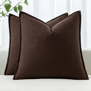 Decorative Linen Pillow Covers 18x18 Inch Dark Brown | Boho Farmhouse Fall Autumn Couch Throw Pillows for Bed, Pack of 2 Accent Modern Pillowcases, Sofa Livingroom Home Decor Decorative Linen Pillow Covers 18x18 Inch Dark Brown | Boho Farmhouse Fall Autumn Couch Throw Pillows for Bed, Pack of 2 Accent Modern Pillowcases, Sofa Livingroom Home Decor
