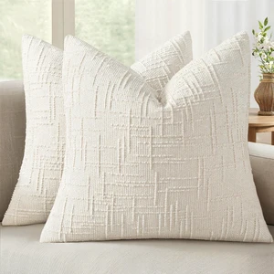 Chenille Textured Throw Pillow Covers Cream White 18x18 Set of 2 | Slubby Decorative Pillows, Boho Farmhouse Home Decor, Modern Neutral Cushion Covers for Couch Sofa Bed Living Room Chenille Textured Throw Pillow Covers Cream White 18x18 Set of 2 | Slubby Decorative Pillows, Boho Farmhouse Home Decor, Modern Neutral Cushion Covers for Couch Sofa Bed Living Room