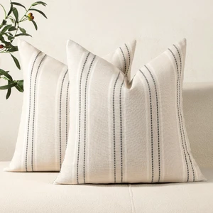 Decorative Throw Pillow Covers 20x20 Set of 2 Striped Pillow Covers | Textured Linen Grey Pillow Covers Outdoor Farmhouse Throw Pillows for Couch Sofa Bed Living Room Cushion Covers Home Decor Decorative Throw Pillow Covers 20x20 Set of 2 Striped Pillow Covers | Textured Linen Grey Pillow Covers Outdoor Farmhouse Throw Pillows for Couch Sofa Bed Living Room Cushion Covers Home Decor
