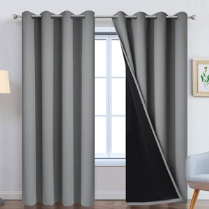 Grey 100% Blackout Curtain Panels 84 inches, 52" Wide, 2 Panels | Blackout Curtain Panels for Bedroom, 2 Thick Layers Grommet Top Thermal Insulated Drapes with Black Liner for Living Room Grey 100% Blackout Curtain Panels 84 inches, 52" Wide, 2 Panels | Blackout Curtain Panels for Bedroom, 2 Thick Layers Grommet Top Thermal Insulated Drapes with Black Liner for Living Room