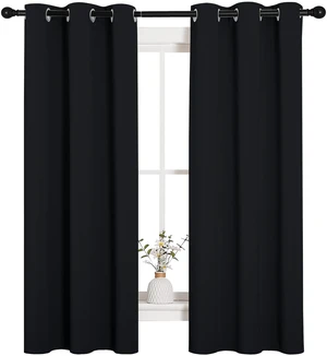 Black Blackout Curtains for Living Room 34" w x 63" L 2 Panels | Solid Thermal Insulated Grommet Blackout Drapes Drapery Panels for Window Noise Reducing Room Darkening Treatment Decor Black Blackout Curtains for Living Room 34" w x 63" L 2 Panels | Solid Thermal Insulated Grommet Blackout Drapes Drapery Panels for Window Noise Reducing Room Darkening Treatment Decor