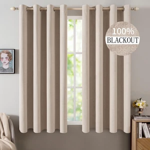 100% Blackout Linen Curtains for Bedroom 52x45 Inches Natural Beige | Room Darkening, Light Blocking, Thermal Insulated, Grommet Top, Linen Textured, Window Curtains for Living Room, 2 Panels 100% Blackout Linen Curtains for Bedroom 52x45 Inches Natural Beige | Room Darkening, Light Blocking, Thermal Insulated, Grommet Top, Linen Textured, Window Curtains for Living Room, 2 Panels