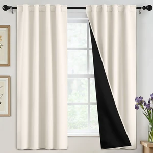 100% Blackout 63 Inch Cream Curtains for Living Room | Curtains for Bedroom,Rod Pocket and Back Tab Window Drapes,Room Darkening Curtains with Black Back,40 x 63 Inch,2 Panels 100% Blackout 63 Inch Cream Curtains for Living Room | Curtains for Bedroom,Rod Pocket and Back Tab Window Drapes,Room Darkening Curtains with Black Back,40 x 63 Inch,2 Panels