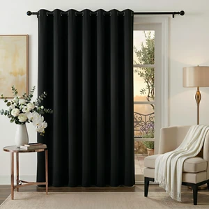 Extra Wide Blackout Curtains for Sliding Glass Door/Patio | Privacy Drape for Bedroom/Large Window, Room Divider Curtain, Shared Office Partition Screen, W100 x L84, Black, 1 Panel Extra Wide Blackout Curtains for Sliding Glass Door/Patio | Privacy Drape for Bedroom/Large Window, Room Divider Curtain, Shared Office Partition Screen, W100 x L84, Black, 1 Panel