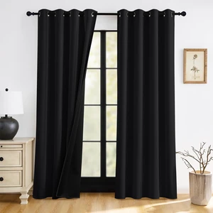 100% Blackout Black Curtains for Bedroom Living Room 84 inch Long | Thermal Insulated, Heat UV Light Blocking, Noise Reducing, Window Curtains & Drapes for Kids Baby Room, W52 x L84, 2 Panels 100% Blackout Black Curtains for Bedroom Living Room 84 inch Long | Thermal Insulated, Heat UV Light Blocking, Noise Reducing, Window Curtains & Drapes for Kids Baby Room, W52 x L84, 2 Panels