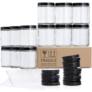 12 Pack, 8 OZ Clear Candle Jars For Making Candle, Thick Glass Jars with 12 Metal & 12 Plastic Lids - Empty Round Food Storage Containers, Canning Jar For Spice, Powder, Liquid, Sample - Food Grade 12 Pack, 8 OZ Clear Candle Jars For Making Candle, Thick Glass Jars with 12 Metal & 12 Plastic Lids - Empty Round Food Storage Containers, Canning Jar For Spice, Powder, Liquid, Sample - Food Grade