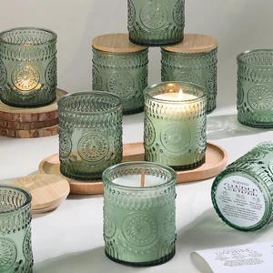 10 Pcs 8oz Glass Candle Jars with Lids, Candle Tins-Green | Premium Thick Glass, Secure Wooden Lids- Candle Jars for DIY Candle Making, Stunning Sunflower Design 10 Pcs 8oz Glass Candle Jars with Lids, Candle Tins-Green | Premium Thick Glass, Secure Wooden Lids- Candle Jars for DIY Candle Making, Stunning Sunflower Design
