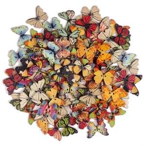 100 PCS Butterfly Wooden Buttons,1 Inch Colorful 2 Holes Mixed Decorative Buttons for DIY Sewing&Wood Craft Clothes Accessories 100 PCS Butterfly Wooden Buttons,1 Inch Colorful 2 Holes Mixed Decorative Buttons for DIY Sewing&Wood Craft Clothes Accessories