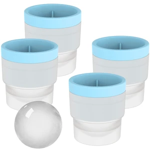 Ice Ball Maker Mold - Set of 4, Round Ice Cube Mold, 2.4 Inch Sphere Ice Cubes for Whiskey, Cocktails, Bourbon (4, Blue) Ice Ball Maker Mold - Set of 4, Round Ice Cube Mold, 2.4 Inch Sphere Ice Cubes for Whiskey, Cocktails, Bourbon (4, Blue)