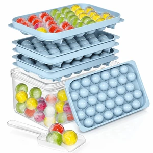 Ice Cube Trays with Lid and Bin, BPA-Free Mini 0.8 Inch Sphere Ice Molds, 2-Pack Small Round Ice Ball Trays, Easy Release, Includes Scoop & Ice Storage Box for Cocktails, Coffee Ice Cube Trays with Lid and Bin, BPA-Free Mini 0.8 Inch Sphere Ice Molds, 2-Pack Small Round Ice Ball Trays, Easy Release, Includes Scoop & Ice Storage Box for Cocktails, Coffee