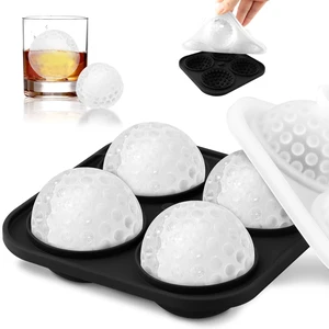 Ice Ball Maker Mold, 2 Inch Large Golf Ball Ice Tray with Funnel, 4 Hole Round Silicone Fun Shapes Whiskey Ic-e Mold for Cocktails Bourbon, Easy Release Ice Ball Maker Mold, 2 Inch Large Golf Ball Ice Tray with Funnel, 4 Hole Round Silicone Fun Shapes Whiskey Ic-e Mold for Cocktails Bourbon, Easy Release