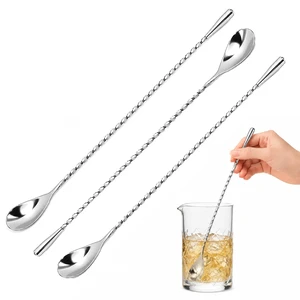 3Pcs 12 Inch Stainless Steel Bar Spoon, Polished Ergonomic Stirring Design for Smooth Beverage Blending, Twist-Handle Long Spoon Cocktail Mixing for Precision Long Handle Stirring 3Pcs 12 Inch Stainless Steel Bar Spoon, Polished Ergonomic Stirring Design for Smooth Beverage Blending, Twist-Handle Long Spoon Cocktail Mixing for Precision Long Handle Stirring