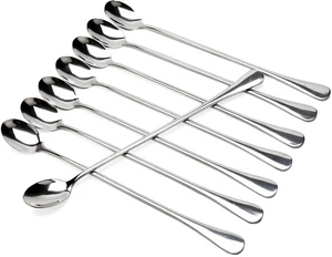 Long Handle Iced Tea Spoons, 9" 18/10 Stainless Steel Cocktail Stirring Spoons with Thickened Ergonomic Handle, Tall Coffee & Latte Stirrers, Dessert Spoon Set, Dishwasher Safe (9 IN) Long Handle Iced Tea Spoons, 9" 18/10 Stainless Steel Cocktail Stirring Spoons with Thickened Ergonomic Handle, Tall Coffee & Latte Stirrers, Dessert Spoon Set, Dishwasher Safe (9 IN)