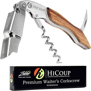 Wine Opener - Professional Corkscrews for Wine Bottles w/Foil Cutter and Cap Remover - Manual Wine Key for Servers, Waiters, Bartenders and Home Use - Classic Rosewood Wine Opener - Professional Corkscrews for Wine Bottles w/Foil Cutter and Cap Remover - Manual Wine Key for Servers, Waiters, Bartenders and Home Use - Classic Rosewood