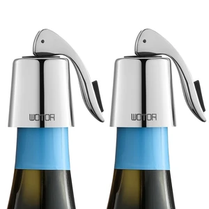 Stainless Steel Wine Bottle Stoppers with Silicone, Silver, 2 Pack | Reusable Wine Saver and Decorative Bottle Sealer, Leak Proof Keep Fresh Stainless Steel Wine Bottle Stoppers with Silicone, Silver, 2 Pack | Reusable Wine Saver and Decorative Bottle Sealer, Leak Proof Keep Fresh