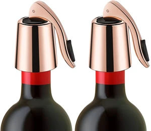 2-Pack Wine Stoppers, Airtight Seals to Keep Wine Fresh, Easy Press-to-Seal | Leakproof for horizontal storage, Expanding silicone seal, Reusable, Elegant rose gold finish, Ideal gift for wine lovers 2-Pack Wine Stoppers, Airtight Seals to Keep Wine Fresh, Easy Press-to-Seal | Leakproof for horizontal storage, Expanding silicone seal, Reusable, Elegant rose gold finish, Ideal gift for wine lovers