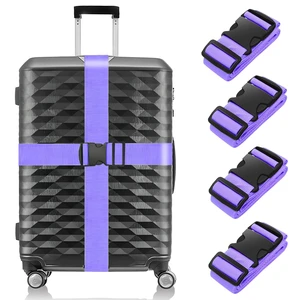 Luggage Straps for Suitcases,79" Long Adjustable Luggage Belts | Keep Suitcase Secure While Traveling, Approved Add a Bag Premium Accessory for Travel Bag Closure(4 Pcs Purple) Luggage Straps for Suitcases,79" Long Adjustable Luggage Belts | Keep Suitcase Secure While Traveling, Approved Add a Bag Premium Accessory for Travel Bag Closure(4 Pcs Purple)