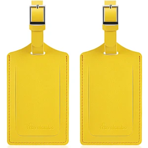2 Pack Luggage Tags for Suitcases Airplane Travel Essentials | Bright Bag Name Tags TSA Approved, Faux Leather, Privacy Protection Flat, Energetic Yellow 2 Pack Luggage Tags for Suitcases Airplane Travel Essentials | Bright Bag Name Tags TSA Approved, Faux Leather, Privacy Protection Flat, Energetic Yellow