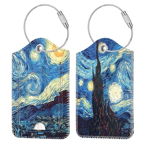 Luggage Tags Privacy Cover ID Label for Travel Bag Suitcase | with Stainless Steel Loop and Address Card, Starry Night, Starry Night Luggage Tags Privacy Cover ID Label for Travel Bag Suitcase | with Stainless Steel Loop and Address Card, Starry Night, Starry Night