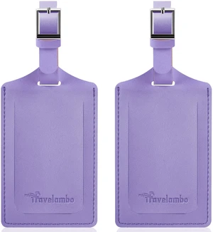 2 Pack Luggage Tags for Suitcases Airplane Travel Essentials | Bright Bag Name Tags TSA Approved, Faux Leather, Privacy Protection Flat, Classic Purple 2 Pack Luggage Tags for Suitcases Airplane Travel Essentials | Bright Bag Name Tags TSA Approved, Faux Leather, Privacy Protection Flat, Classic Purple