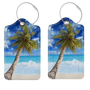 2 Pack Cute PU Leather Luggage Tags for Suitcases,Travel Essentials | TSA Approved, Privacy Cover ID Label, Stainless Steel Loop, Waterproof, for Airport Cruise Travel, Beach 2 Pack Cute PU Leather Luggage Tags for Suitcases,Travel Essentials | TSA Approved, Privacy Cover ID Label, Stainless Steel Loop, Waterproof, for Airport Cruise Travel, Beach