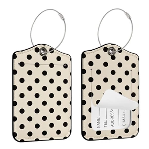 2Pcs Elegant Black Polka Dots Luggage Travel Tags for Suitcases | Cute PU Leather Name Tag with Privacy Cover&ID Label and Durable Metal Ring Suitable for Men Women Handbags Backpack,Khaki 2Pcs Elegant Black Polka Dots Luggage Travel Tags for Suitcases | Cute PU Leather Name Tag with Privacy Cover&ID Label and Durable Metal Ring Suitable for Men Women Handbags Backpack,Khaki