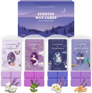 Wax Melts, Fall Scented Soy Wax Cubes, Lavender Scent for Sleep | Fall Wax Melts for Warmer, 2.5 oz 4-Pack Home Fragrances Christmas Gift Set- Lavender & Gardenia, Sage, Chamomile, Sandalwood Wax Melts, Fall Scented Soy Wax Cubes, Lavender Scent for Sleep | Fall Wax Melts for Warmer, 2.5 oz 4-Pack Home Fragrances Christmas Gift Set- Lavender & Gardenia, Sage, Chamomile, Sandalwood