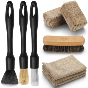 Car Detailing Brush Set, Interior Leather Cleaning Kit, 9PCS | Car Interior Brush Kit, Horse Hair Leather Brush for Car Detailing, Scratch-Free Leather Cleaner Applicator, Cleaning Cloth Car Detailing Brush Set, Interior Leather Cleaning Kit, 9PCS | Car Interior Brush Kit, Horse Hair Leather Brush for Car Detailing, Scratch-Free Leather Cleaner Applicator, Cleaning Cloth