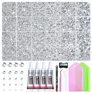 Silver Bedazzler Kit with Rhinestones | 35000PCS Multi Size Rhinestones for Bedazzling, Nail Gems with Pickup Pen B7000 Glue, Diamond Art Glitter Sequins Craft Set Silver Bedazzler Kit with Rhinestones | 35000PCS Multi Size Rhinestones for Bedazzling, Nail Gems with Pickup Pen B7000 Glue, Diamond Art Glitter Sequins Craft Set