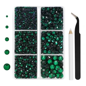 Hotfix Rhinestones, Emerald, 3960pcs Mixed 5 Sizes, SS6-SS30 | Hot Fix Crystals, for Clothes Nails, with Tweezers and Wax Pencil Kit, Green Hotfix Rhinestones, Emerald, 3960pcs Mixed 5 Sizes, SS6-SS30 | Hot Fix Crystals, for Clothes Nails, with Tweezers and Wax Pencil Kit, Green