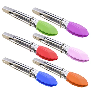 Small Tongs with Silicone Tips 7-Inch Mini Serving Tongs, Set of 6 | Green Red Blue Purple Pink Orange Small Tongs with Silicone Tips 7-Inch Mini Serving Tongs, Set of 6 | Green Red Blue Purple Pink Orange