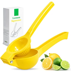 Lemon Squeezer, Easy-Press, Manual Juicer for Limes, Citrus | Heavy-Duty, High Juice Yield, Metal Hand Squeezer with Deep Bowl Fits Multiple Fruits, Dishwasher Safe Lemon Squeezer, Easy-Press, Manual Juicer for Limes, Citrus | Heavy-Duty, High Juice Yield, Metal Hand Squeezer with Deep Bowl Fits Multiple Fruits, Dishwasher Safe