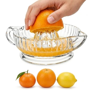 Glass Lemon Squeezer Citrus Juicer Reamer | for Lime, Lemon, Small Orange, With Handle & Pour Spout, Dishwasher Safe for Fresh Juice, Cocktails & Cooking Glass Lemon Squeezer Citrus Juicer Reamer | for Lime, Lemon, Small Orange, With Handle & Pour Spout, Dishwasher Safe for Fresh Juice, Cocktails & Cooking