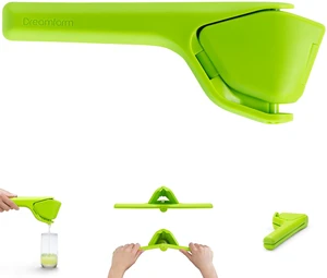 Fluicer Fold-Flat Citrus Juicer - Lime | Easy, manual fresh lime juice squeezer with pip catcher, suits limes, compact storage, 9" Fluicer Fold-Flat Citrus Juicer - Lime | Easy, manual fresh lime juice squeezer with pip catcher, suits limes, compact storage, 9"