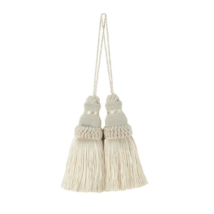 Tassels 2 Pcs Key Tassel with Loops Handmade Craft Charms | Beige, DIY Accessories, Elegant, Soft Making Curtain Home Decoration Tassels 2 Pcs Key Tassel with Loops Handmade Craft Charms | Beige, DIY Accessories, Elegant, Soft Making Curtain Home Decoration