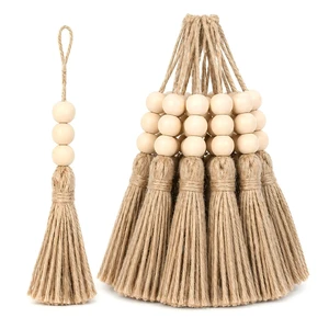 Jute Rope Tassel with 3 Wooden Beads - 20 Pcs Wooden Beads Decor | Thick Beaded Tassel, Boho Decor for Farmhouse Door Hangings, Garlands, Weddings, Christmas, Parties and DIY Home Decor Jute Rope Tassel with 3 Wooden Beads - 20 Pcs Wooden Beads Decor | Thick Beaded Tassel, Boho Decor for Farmhouse Door Hangings, Garlands, Weddings, Christmas, Parties and DIY Home Decor