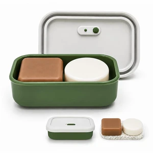 Large Shampoo Bar Travel Case, Silicone Travel Soap Case, Green | Travel soap container for shampoo & conditioner bars; closeable vent, raised drain tray, fits one large bar, gym camping Large Shampoo Bar Travel Case, Silicone Travel Soap Case, Green | Travel soap container for shampoo & conditioner bars; closeable vent, raised drain tray, fits one large bar, gym camping