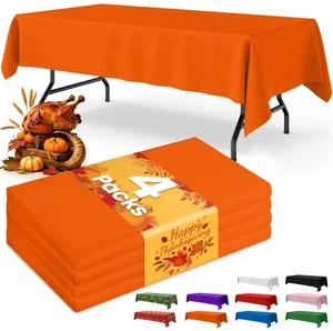Orange Plastic Table Cloth Disposable, 4 Pack, 54 x 108 in | Rectangle, 6 ft Tables, Party Holiday Gathering Orange Plastic Table Cloth Disposable, 4 Pack, 54 x 108 in | Rectangle, 6 ft Tables, Party Holiday Gathering