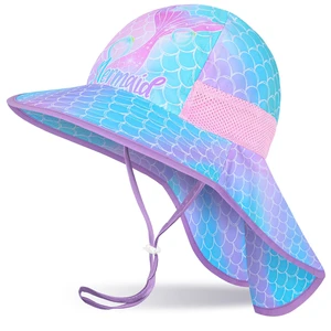 Girls Sun Hat for Kids UV Protection Unicorn Summer Hat Beach Play Hats Wide Brim Neck Flap for Girls Ponytail Hat 2-9 Years (Blue Purple Mermaid) Girls Sun Hat for Kids UV Protection Unicorn Summer Hat Beach Play Hats Wide Brim Neck Flap for Girls Ponytail Hat 2-9 Years (Blue Purple Mermaid)