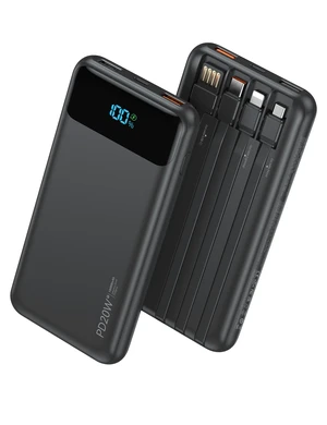 Portable Charger 10000mAh with 4 Built-in Cables & 6 Outputs Black | PD20W Fast Charging, Slim & Compact, LED Display, Pass Through, 6-Devices-in-1, TSA Approved, Fits iPhone, iPad, Samsung Portable Charger 10000mAh with 4 Built-in Cables & 6 Outputs Black | PD20W Fast Charging, Slim & Compact, LED Display, Pass Through, 6-Devices-in-1, TSA Approved, Fits iPhone, iPad, Samsung