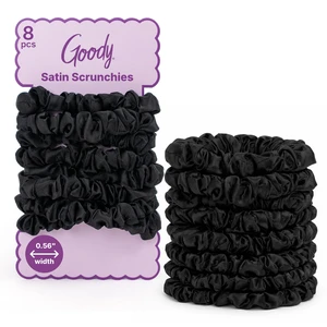 Ouchless Skinny Satin Scrunchies, Frizz Fighting, No Damage Scrunchies, Gentle, Secure & Creaseless Hair Ties for Day and Overnight, All Hair Types, Gifts for Women & Girls, 8 Ct, Black Ouchless Skinny Satin Scrunchies, Frizz Fighting, No Damage Scrunchies, Gentle, Secure & Creaseless Hair Ties for Day and Overnight, All Hair Types, Gifts for Women & Girls, 8 Ct, Black