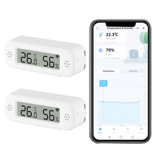 Smart Digital Thermometer Hygrometer, WiFi Indoor Temperature Humidity Sensor with App Alerts, Mini Room Temperature Meter with Data Storage and Export, Compatible with Alexa. 2PCS Smart Digital Thermometer Hygrometer, WiFi Indoor Temperature Humidity Sensor with App Alerts, Mini Room Temperature Meter with Data Storage and Export, Compatible with Alexa. 2PCS