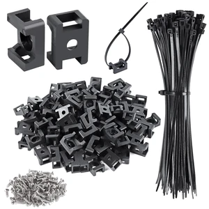 100 Pcs Cable Zip Tie Saddle Type Mounts Base with 100 Pcs 8" Cable Ties and 100 Pcs Tapping Screw, Wire Cable Clips Organizer Holders Clamps Black 100 Pcs Cable Zip Tie Saddle Type Mounts Base with 100 Pcs 8" Cable Ties and 100 Pcs Tapping Screw, Wire Cable Clips Organizer Holders Clamps Black