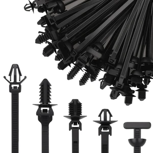 50PCS Universal Nylon Push Mount Cable Zip Tie, Heavy Duty Self Locking Zip Ties Holder, 5 Sizes Black Cable Tie Buckle, UV Resistant Multipurpose Tie Fasteners for Car Daily Repair(5 Types) 50PCS Universal Nylon Push Mount Cable Zip Tie, Heavy Duty Self Locking Zip Ties Holder, 5 Sizes Black Cable Tie Buckle, UV Resistant Multipurpose Tie Fasteners for Car Daily Repair(5 Types)