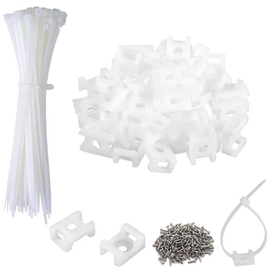 60 Set White Cable Zip Tie Mounts Kit Wire Clips Organizer Holders Clamps with 0.9Inch Saddle Type Mounts Base with 8" Ties and Tapping Screw 60 Set White Cable Zip Tie Mounts Kit Wire Clips Organizer Holders Clamps with 0.9Inch Saddle Type Mounts Base with 8" Ties and Tapping Screw