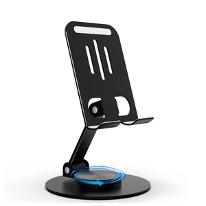 Metal Cell Phone Stand for Desk, Multi-Angel Adjustable 360° Rotation Desktop Phone Holder and Foldable Mobile Phone Stand, Compatible with All Smartphones, Black Metal Cell Phone Stand for Desk, Multi-Angel Adjustable 360° Rotation Desktop Phone Holder and Foldable Mobile Phone Stand, Compatible with All Smartphones, Black