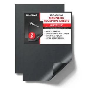 Magnet Receptive Ferrous Sheets with Strong Adhesive Backing, Flexible Rubber Sheet Metal for Arts, Crafts, Storage, Organization, 8.5 x 12.3 (Pack of 2) Magnet Receptive Ferrous Sheets with Strong Adhesive Backing, Flexible Rubber Sheet Metal for Arts, Crafts, Storage, Organization, 8.5 x 12.3 (Pack of 2)